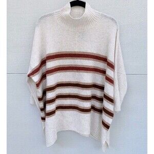 LOFT Oversized Striped Mockneck Sweater 3/4 Sleeves Size Small (Bx 2)